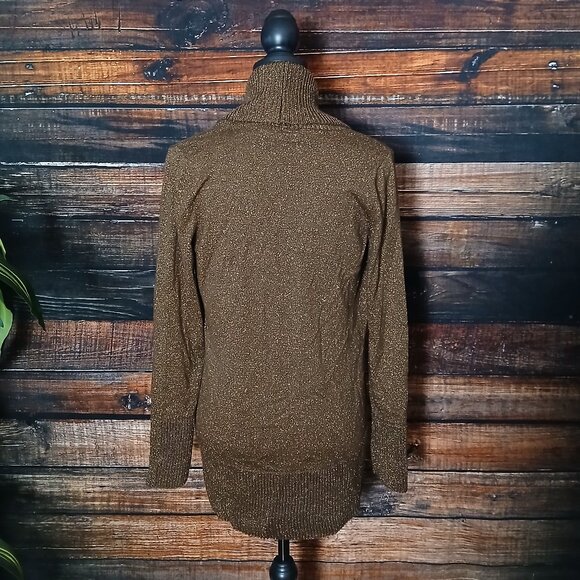 INC International Concepts Cardigan Sweater S Brown Metallic Sparkle Open Front - Picture 5 of 9